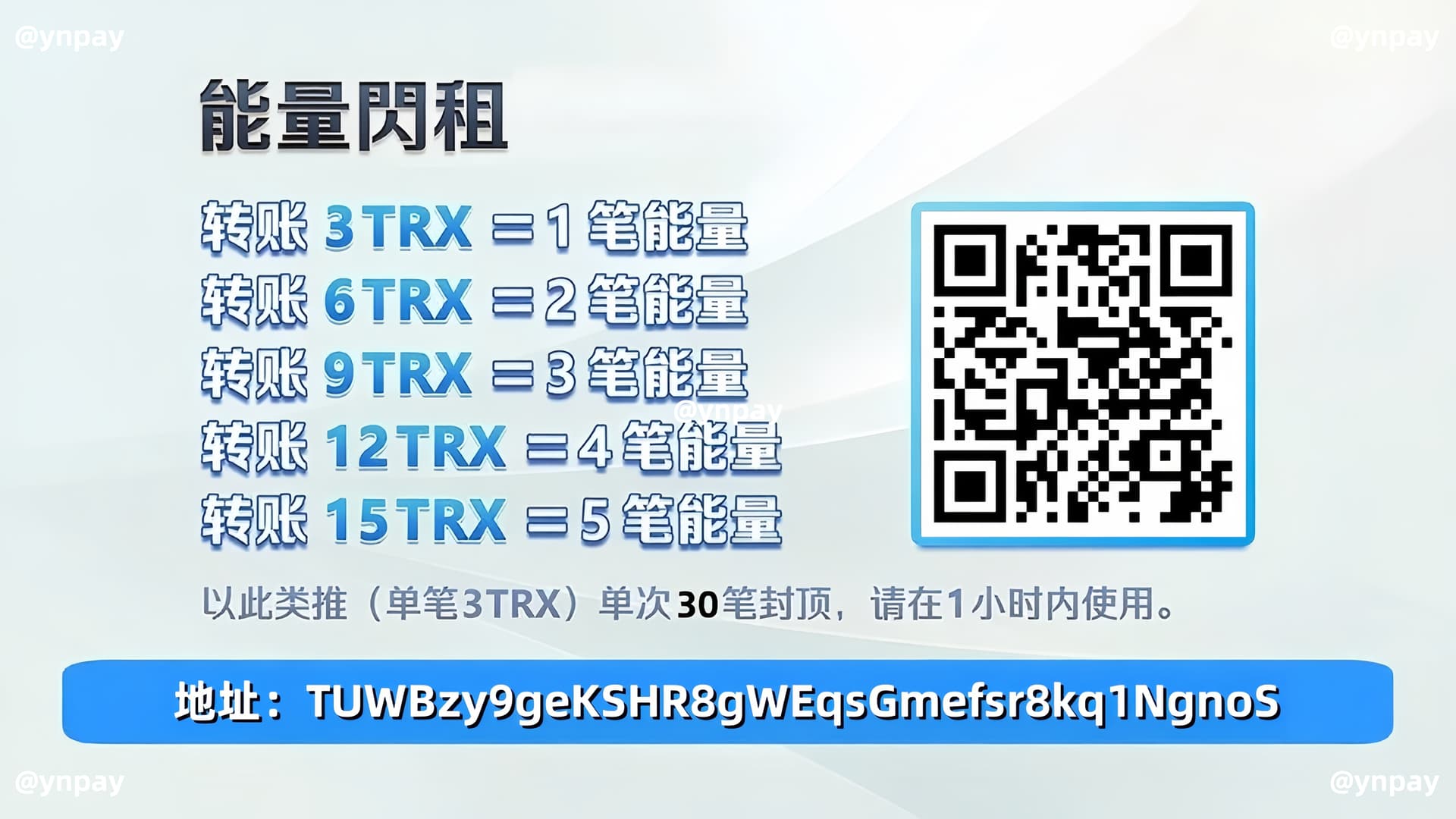 能量闪租 地址:TUWBzy9geKSHR8gWEqsGmefsr8kq1NgnoS